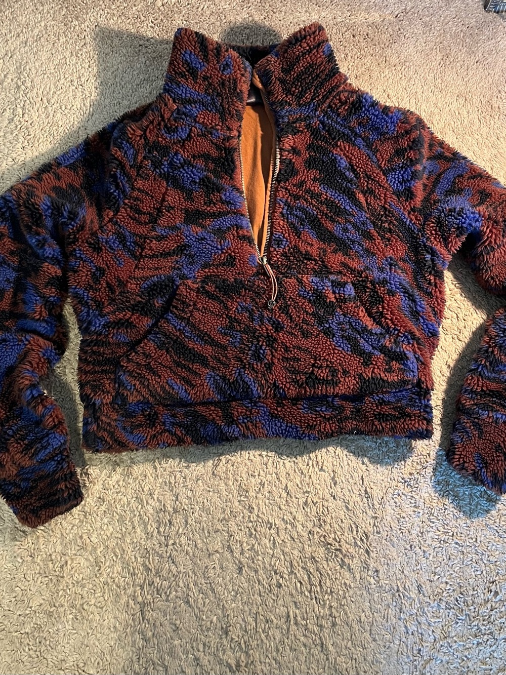 Lululemon Half- Zip Sherpa Pullover in Rust & Royal